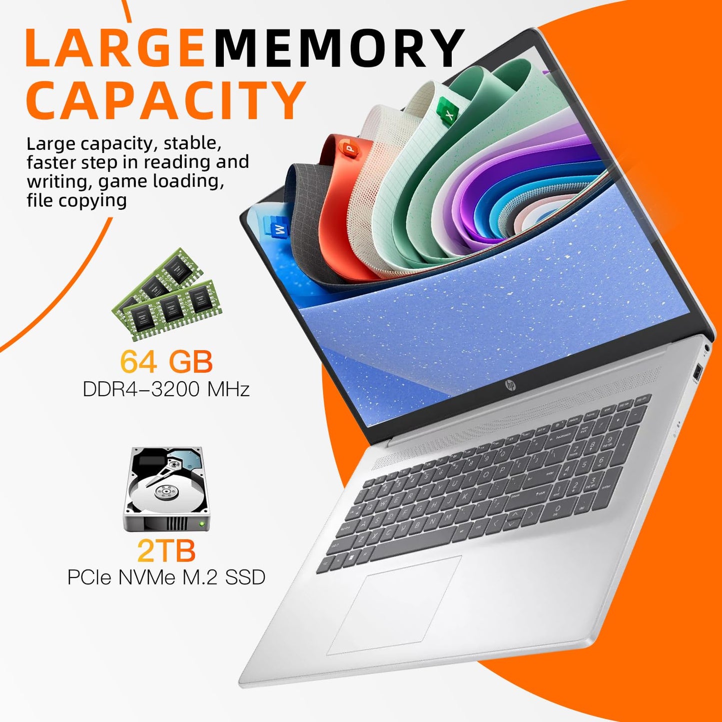 HP 17 inch Laptop for Business and Students, 17.3" FHD, AMD Ryzen 5 (Beats i7-1165G7), W/Copilot, Ms Office Pro, Wins 11 Pro, Numeric Keypad, WiFi 6 (64GB RAM | 2TB SSD)