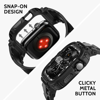 amBand Bands Case Compatible with Apple Watch Series 11/10 46mm for Men, M1 Sport Rugged Heavy Duty Cover Tactical Strap Military Grade Protective Bumper Protector for iWatch 46 mm Men, Black