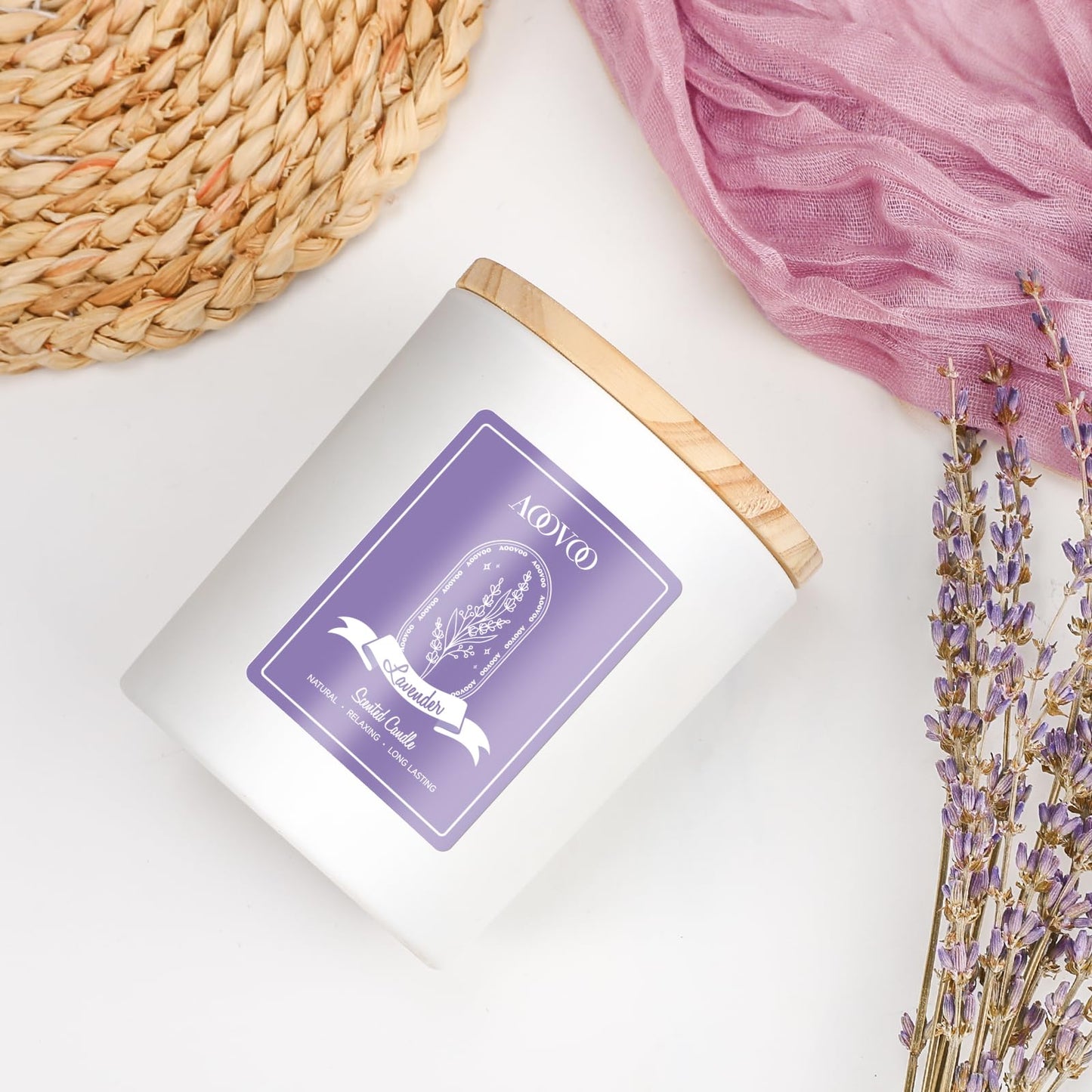 Lavender Scented Candles Gift for Women - Aromatherapy Candle with Crystals Inside, 10oz 100% Natural Soy Wax Candles for Home Scented 60H Burn, Candle Gift for Mothers Day Birthday Valentine's Day