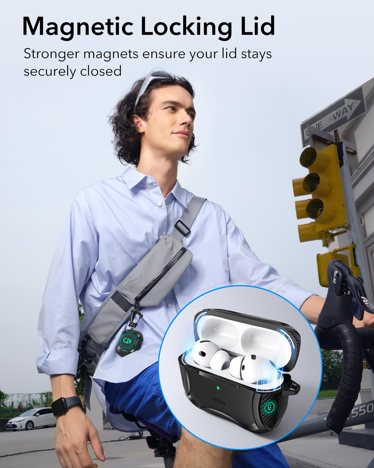 ESR for AirPods Pro 3 Case (2025), Compatible with Airpods Pro 3rd Generation Case (USB-C Cable), Magnetic Lid, MagSafe Ready, Powerful Drop Protection, Cyber Series, Black