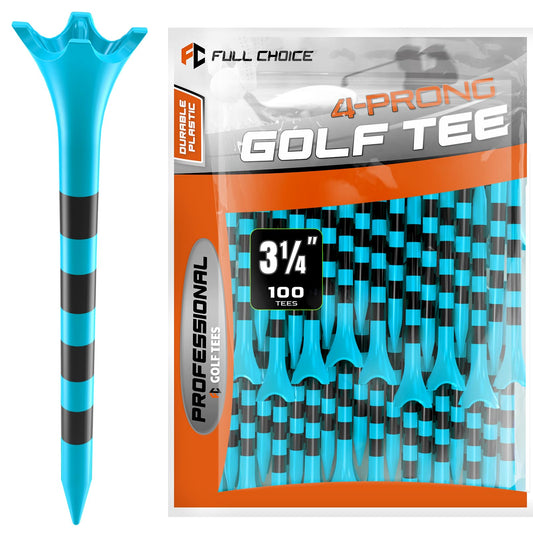 Full Choice100 Pack 3-1/4" Plastic Golf Tees, Enhanced Durability & Stability, Engineered to Minimize Friction and Side Spin