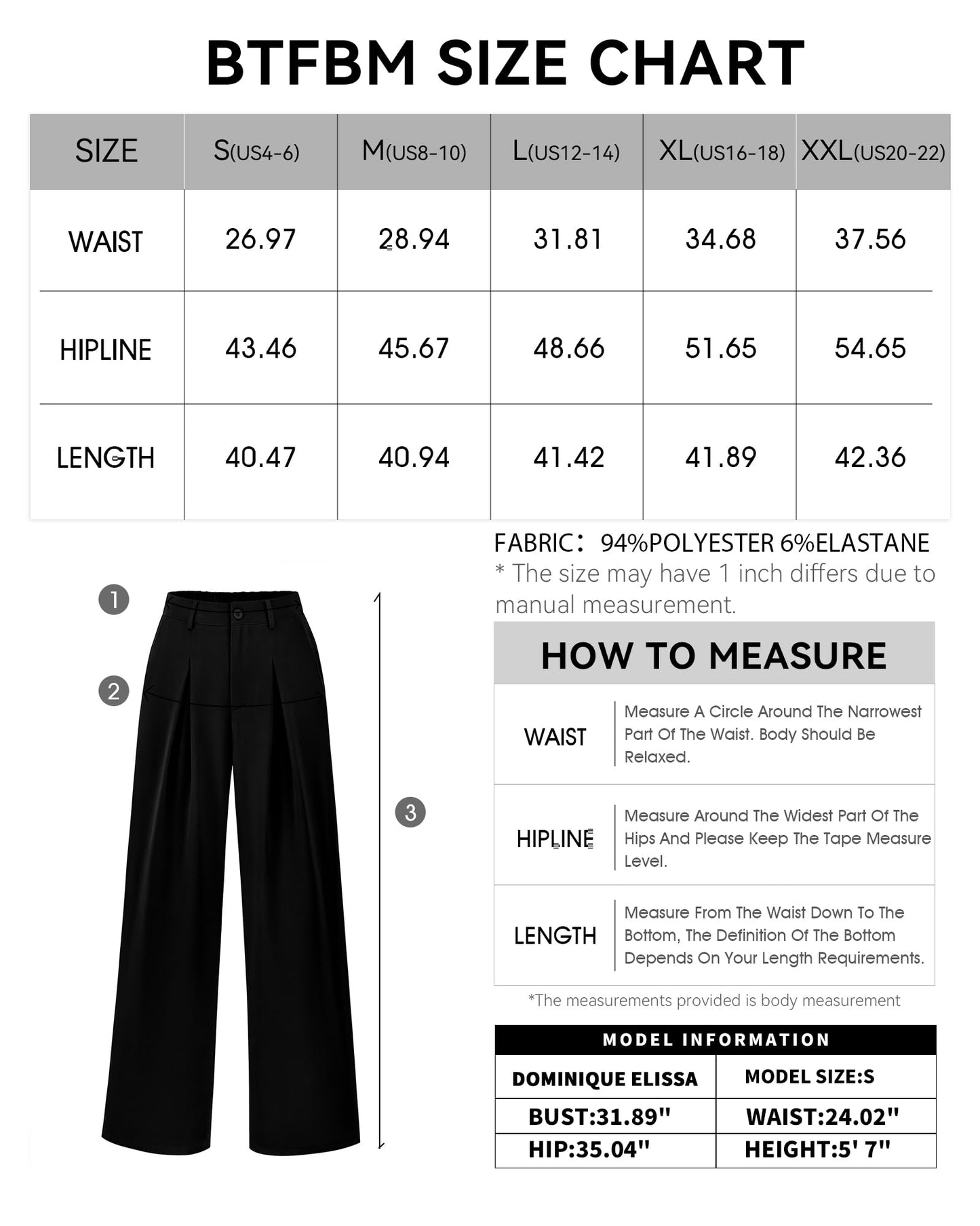 BTFBM Women High Waist Palazzo Pants Casual Wide Leg Trousers Button Down Loose Work Office Business Suit Pant Pockets(Solid Black, Small)