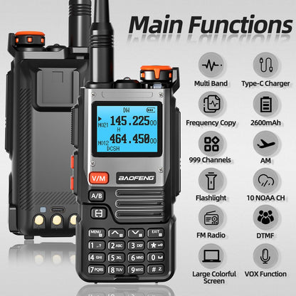 BaoFeng Ham Radio NA-K61 Handheld Long Range Rechargeable Type-C 2600mAh Walkie Talkies for Adults 5RM K5 Two Way Radio with Earpiece,NOAA Weather Receiver,Copy Frequency for Hunting Survival Gear