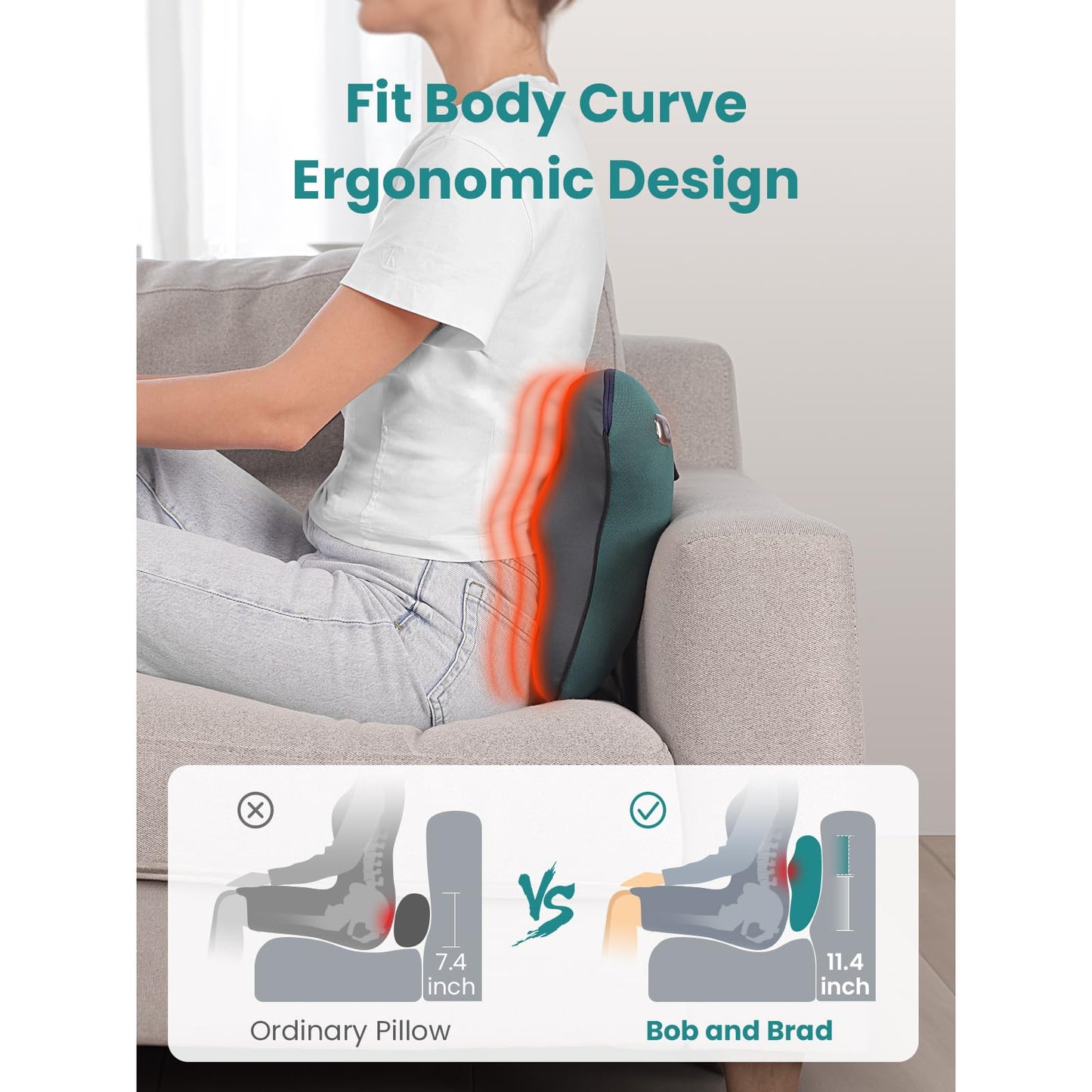 BOB AND BRAD Back Massager with Heat FSA HSA Eligible, EZBack Corded Neck Massager for Pain Relief Deep Tissue, Shiatsu Back Shoulder and Neck Massage Pillow, Full Body Use, Ideal Gifts for Women Men