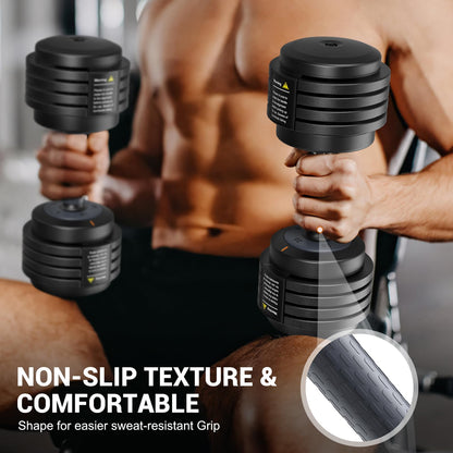 Rendpas Adjustable Dumbbells Set of 2, Select Weight Dumbbell Set, 5 in 1 Free Dumbbell Set with Anti-Slip Texture Handle, Weight Set For Home Gym Suit both Men and Women