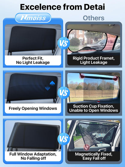 Nmoiss [2025 Upgraded] Car Window Shades for Baby[Ice Crystal Cooling Layer](2 Pack) UV-Blocker Cling Sun Shade 99% UV Protection Fit SUV/Sedan/Minivan | Roll Windows Down, Privacy Safe Medium