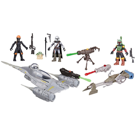 STAR WARS Mission Fleet Mando's N-1 Starfighter, 2.5-Inch Scale Mandalorian Action Figure Set, Toys for 4 Year Old Boys & Girls (Amazon Exclusive)