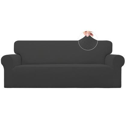Easy-Going Stretch Sofa Slipcover 1-Piece Sofa Cover Furniture Protector Couch Soft with Elastic Bottom for Kids, Polyester Spandex Jacquard Fabric Small Checks (Sofa, Dark Gray)