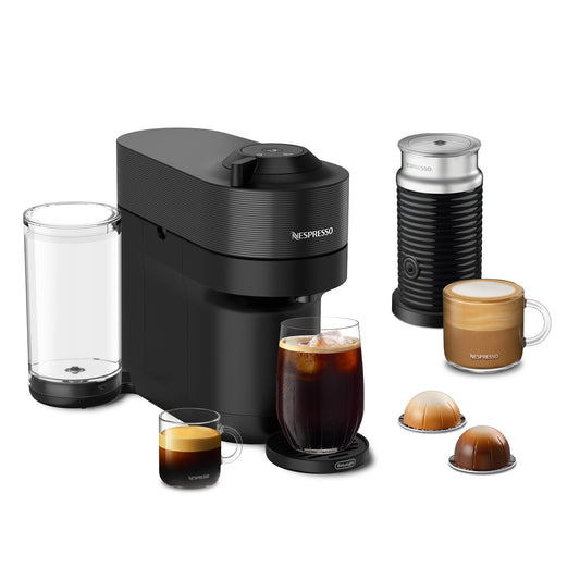 Nespresso Vertuo Pop+ Coffee and Espresso Machine by De'Longhi with Aeroccino Milk Frother, Liquorice Black