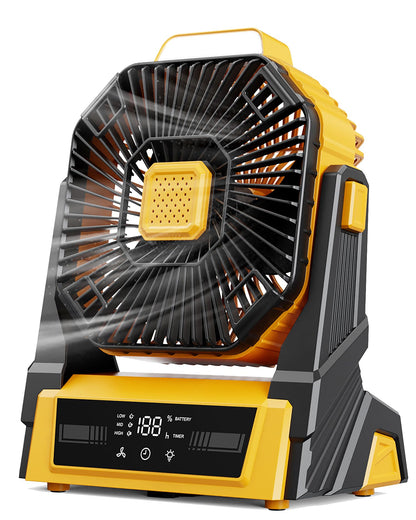 KopBeau Portable Camping Fan with Lights, 20000mAh Rechargeable Battery Operated Fan, Battery Powered Outdoor Beach Tent with 3 Speeds & Hook, Personal USB Table for Camping Accessories