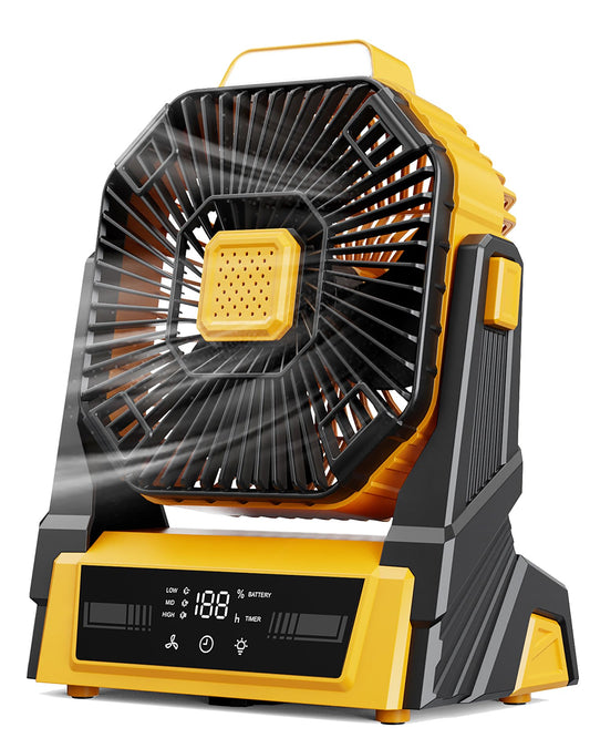 KopBeau Portable Camping Fan with Lights, 20000mAh Rechargeable Battery Operated Fan, Battery Powered Outdoor Beach Tent with 3 Speeds & Hook, Personal USB Table for Camping Accessories