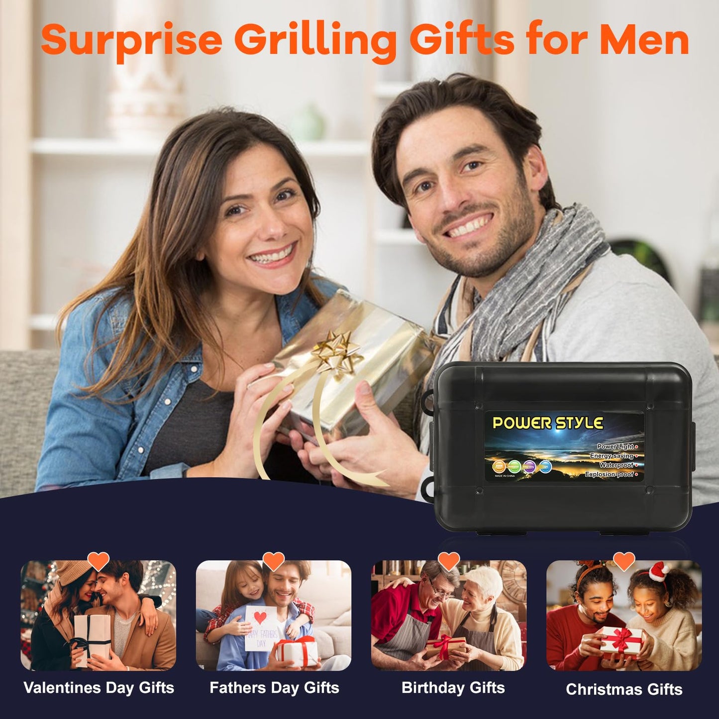 Grill Light BBQ Grilling Accessories - Unique Dad Gifts for Fathers Day, Funny Birthday Gifts for Men Husband Grandpa, Magnetic Bright LED Outdoor Grill Smoker Accessories, Batteries Included, 2 Pack