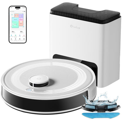 Lefent M2 Plus Robot Vacuum and Mop Combo,190° PSD Obstacle Avoidance,LIDAR Navigation,40-Day Capacity,Powerful Suction,Perfect for Pet Hair,140 Min Runtime, WiFi/App/Alexa