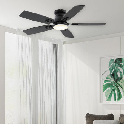 SUNMORY 42" Ceiling Fans with Lights and Remote/APP Control, Low Profile Ceiling Fan with Light, Reversible, Quiet 6 Speeds, Stepless Dimmable, Flush Mount Ceiling fan for Bedroom Indoor/Outdoor Use