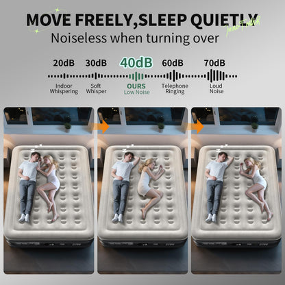 InnoTruth Air Mattress Queen with Built in Pump, Inflatable Mattress Blow up Mattress, Family Choice Award Winner, 18" Colchones Inflables Foldable Air Bed for Guest & Home, Ideal for Camping, 650lbs
