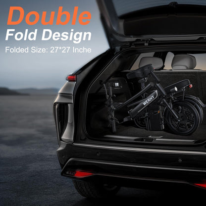 Electric Bike for Adults, 750W Peak Motor, 22 MPH Max Speed Folding Ebike, 499.2/748.8Wh Battery, 14" Electric Bicycles, Max 35/55 Miles Range (Pedal Assist Mode), Mini E Bikes (Y6-499.2WH-22Mph)
