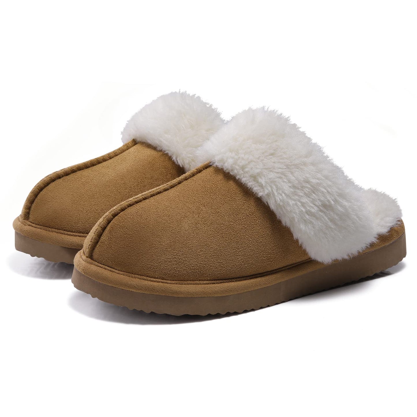 Litfun Women's Fuzzy Memory Foam Slippers Fluffy Winter House Shoes Indoor and Outdoor, Chestnut 8-8.5