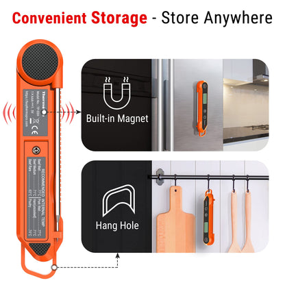 ThermoPro Digital Instant Read Meat Thermometer for Grilling Waterproof Kitchen Food Thermometer with Calibration & Backlight Smoker Oil Fry Candy Thermometer with Temperature Indicators