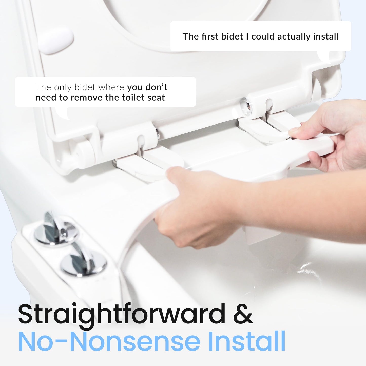 LUXE Bidet NEO 320 Plus - Patented Bidet Attachment for Toilet Seat, Innovative Hinges to Clean, Slide-in Install, Advanced 360° Self-Clean, Warm, Dual Nozzles, Feminine & Rear Wash (Chrome)