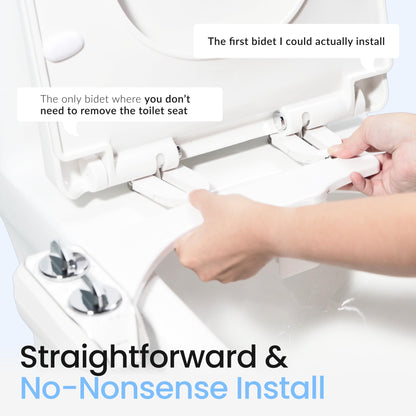 LUXE Bidet NEO 320 Plus - Patented Bidet Attachment for Toilet Seat, Innovative Hinges to Clean, Slide-in Install, Advanced 360° Self-Clean, Warm, Dual Nozzles, Feminine & Rear Wash (Chrome)
