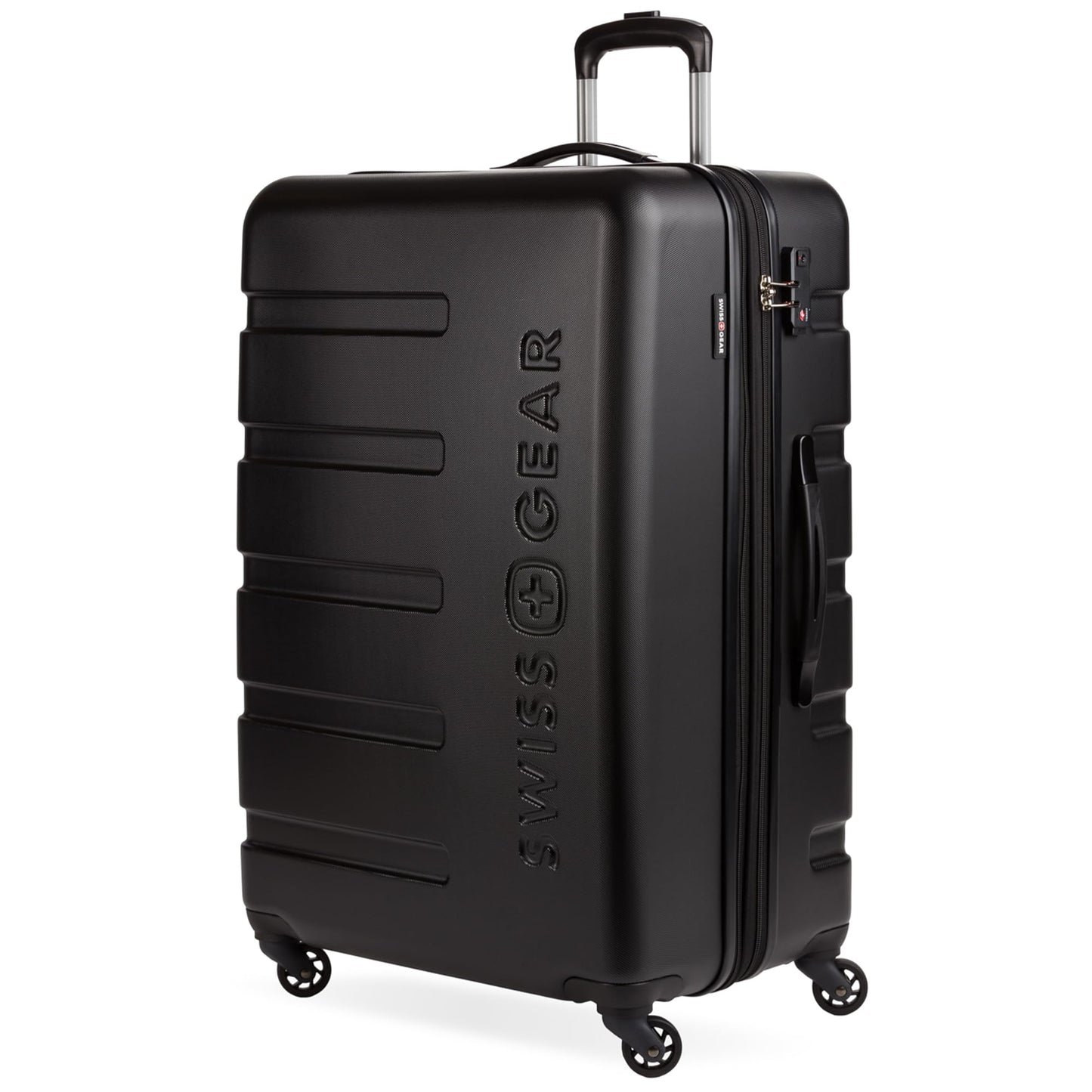 SwissGear 7366 Hardside Expandable Luggage with Spinner Wheels, Black, Checked-Large 27-Inch