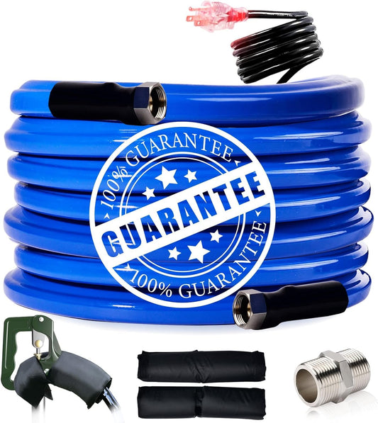 REHOSEUP 30FT,15FT, Heated Water Hose for RV,-45 ℉ Antifreeze Heated Drinking Garden Water Hose，Electrically Heated Garden Hoses, Rv Accessories，Rv，Rv Water Hose,Auto Accessory （30FT）