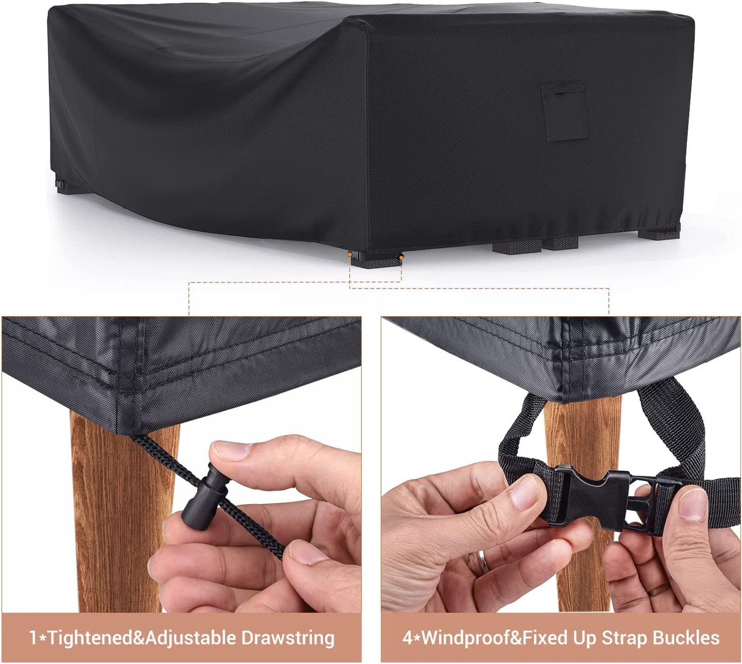 Mrrihand Patio Furniture Set Cover Waterproof, Outdoor Sectional Sofa Set Cover Heavy Duty 600D Table and Chair Set Cover 98" L× 78" W× 30" H