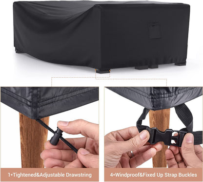 Mrrihand Patio Furniture Set Cover Waterproof, Outdoor Sectional Sofa Set Cover Heavy Duty 600D Table and Chair Set Cover 98" L× 78" W× 30" H