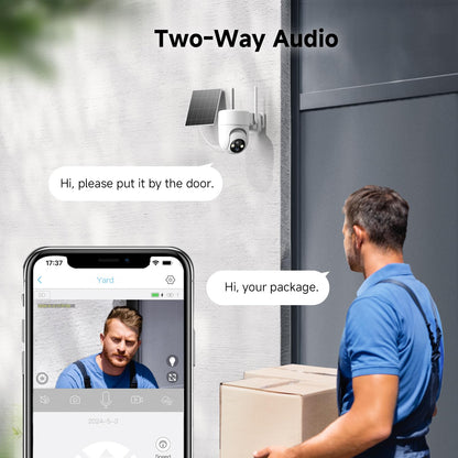 Oculview 2K Solar Security Cameras Wireless Outdoor, 2PCS Outdoor Camera Wireless with 360° View, Cameras for Home Security with Color Night Vision/2-Way Audio, 2.4GHz Wi-Fi Only