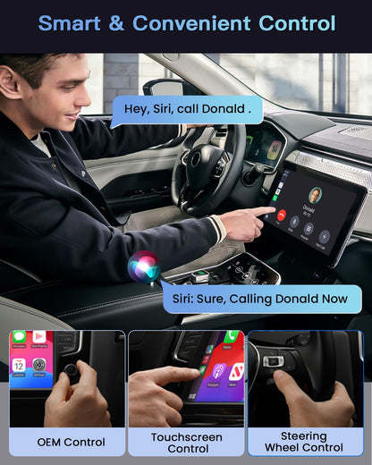 Fahren 2025 Upgraded Wireless CarPlay Adapter for iPhone, Fastest & Stablest 5G WiFi & 5.4 Bluetooth Apple CarPlay Dongle with RGB Light, Compatible with iPhone 8+ & Android Phones, Cars from 2017