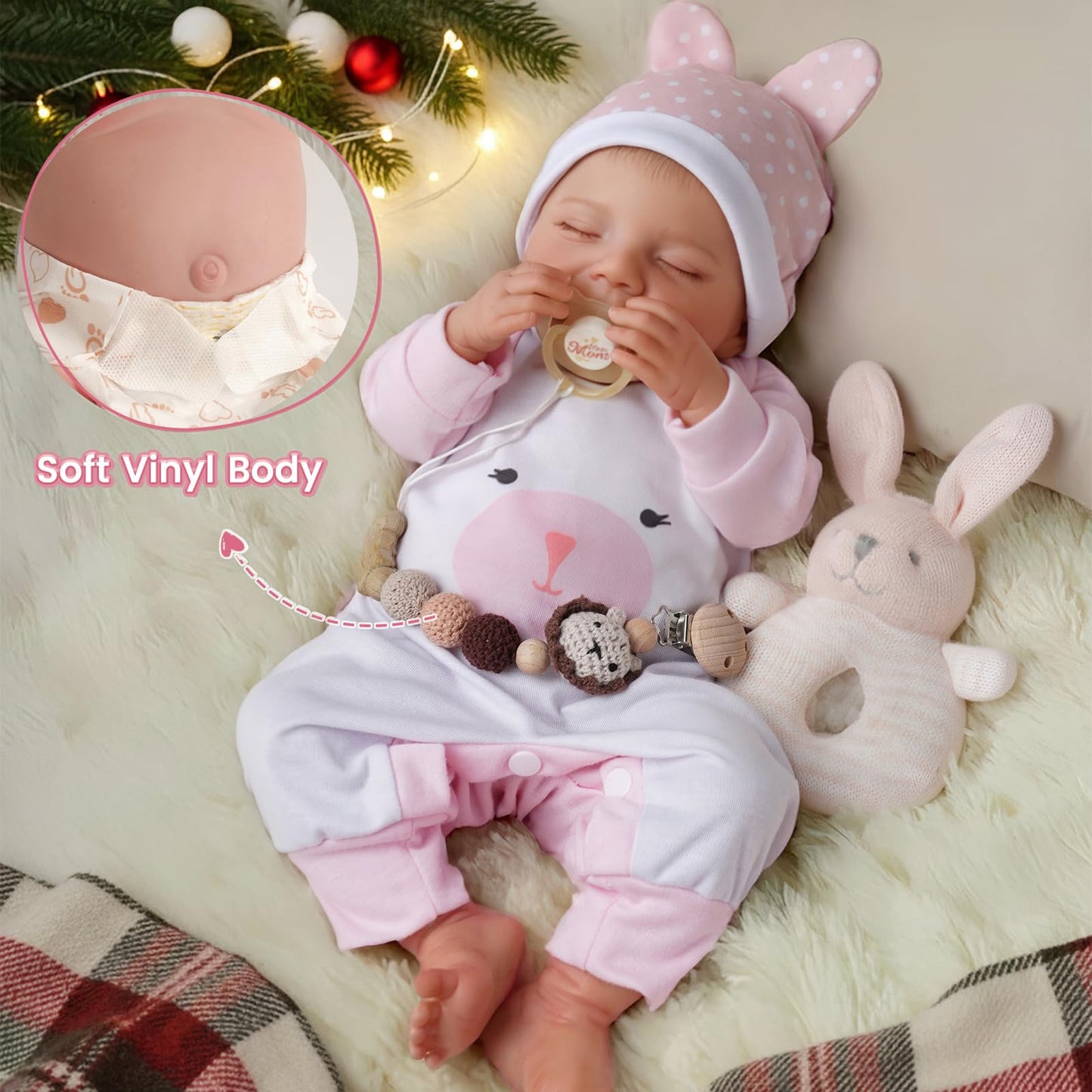BABESIDE Lifelike Reborn Baby Dolls - 20-Inch Sweet Smile Real Life Realistic-Newborn Full Body Vinyl Sleeping Baby Girl with Toy Accessories Gift Set for Kids Age 3+
