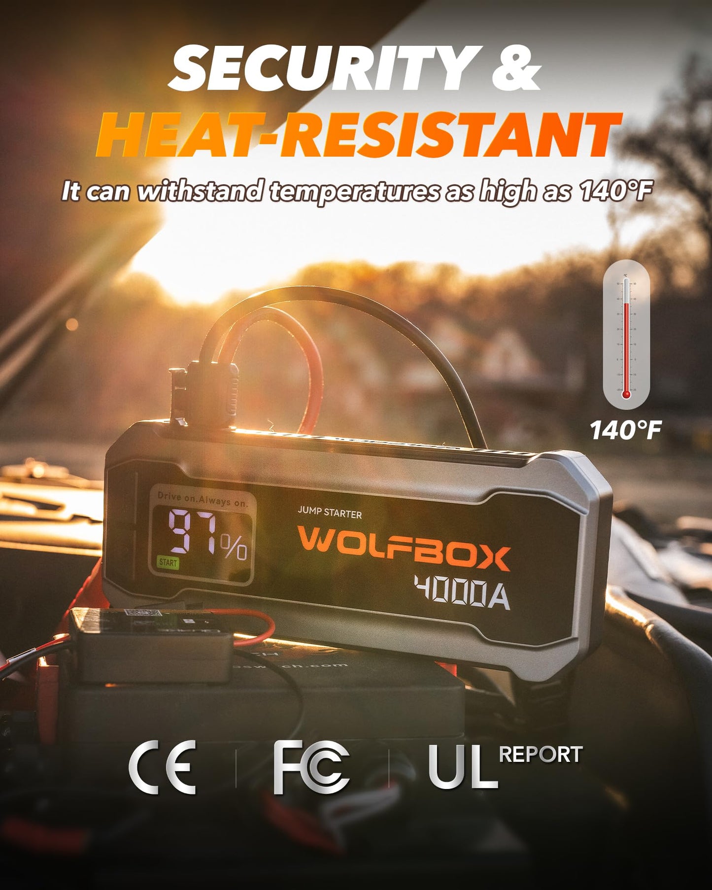 WOLFBOX 4000A Jump Starter,12V Car Battery Jump Starter with 65W Quick Charger,LED Display,24000mAh Portable Jump Starter Battery Pack(10L Gas 10L Diesel Engine) with Booster,LED Light,Jumper Cables