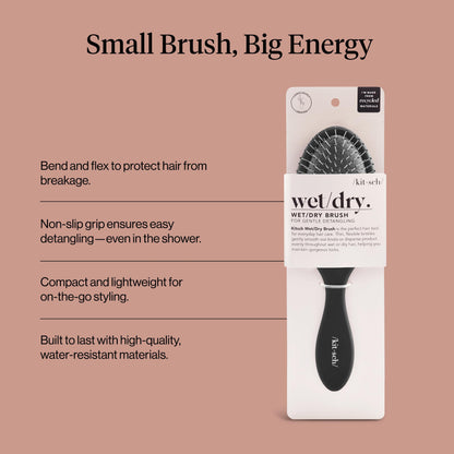 Kitsch Detangler Hair Brush for Wet and Dry Hair, Curly or Straight Hair, Detangling Brush with Flexible Hairbrush Bristles, Hair brushes for Women & Men, Adults & Kids, for Shower & Travel - Black