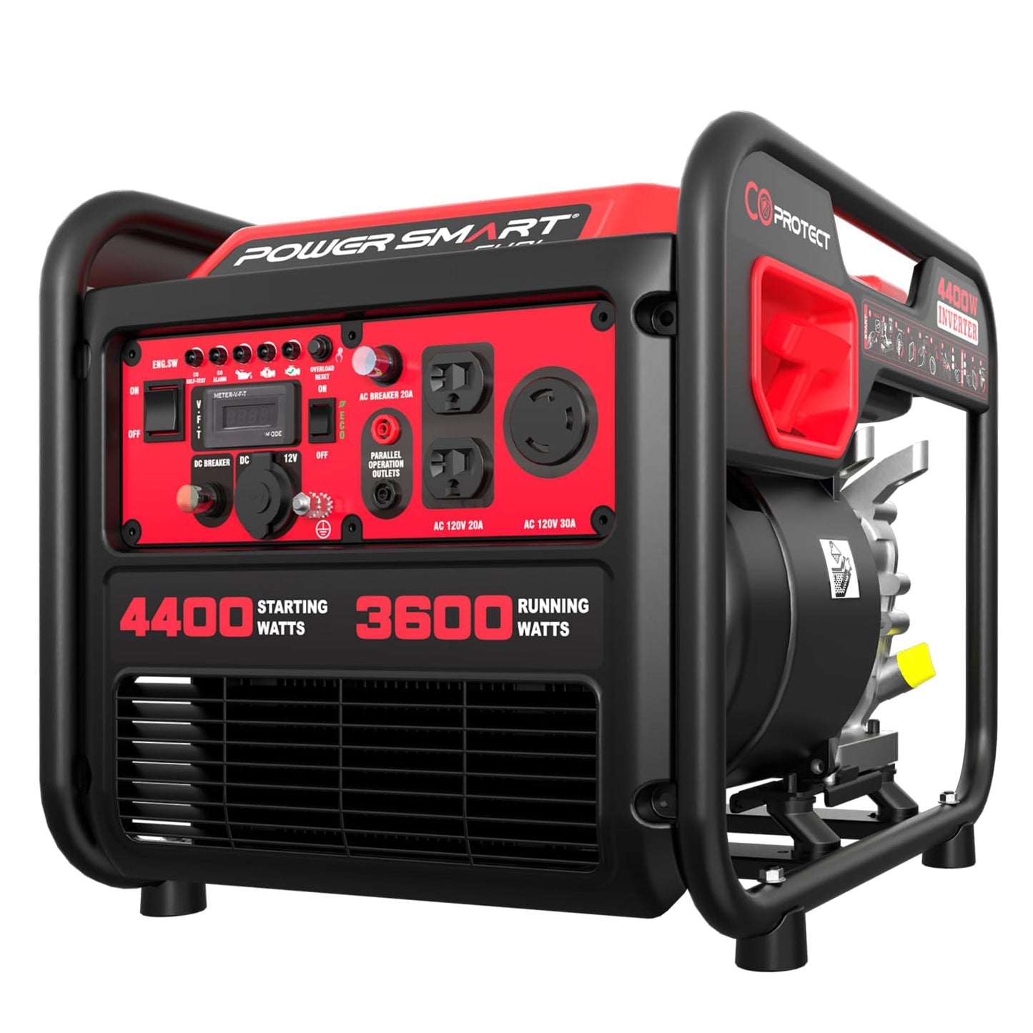 4400-Watt Portable Inverter Generator, PowerSmart Gas Powered, CO-Sensor, Lightweight & Quiet for Home Use and Emergency Backup, Camping, EPA Compliant