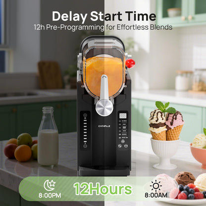 Slushie Machine No Ice Needed, Slushy Machine for Home, CHIVALZ Frozen Drink Maker with 6 Preset Programs for Margaritas, Frappés, Milk Shake and More, LED Display, Auto Clean, Black, 1 Pack+6 Modes