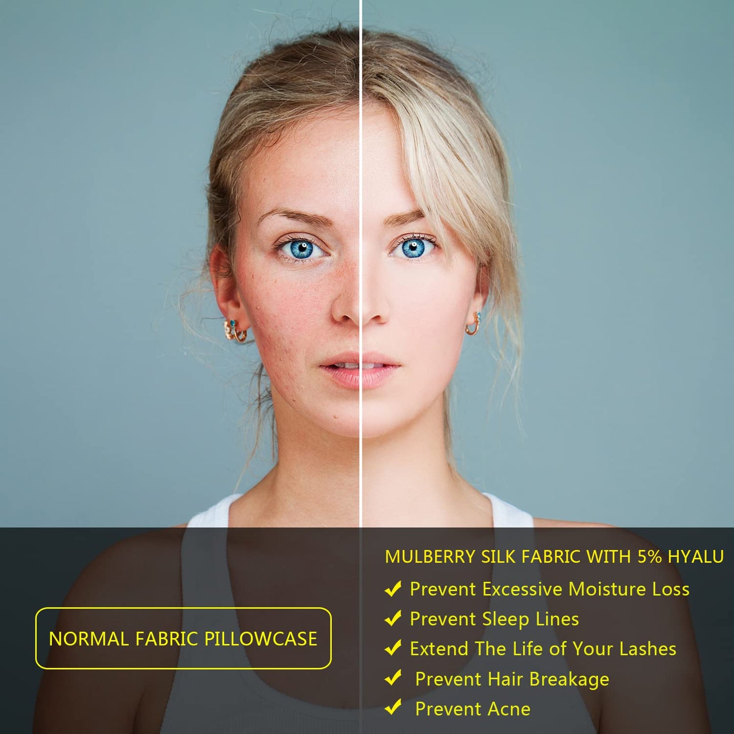 Silk Pillow Cases 2 Pack, Mulberry Silk Pillowcases Standard Set of 2, Health, Smooth, Anti Acne, Beauty Sleep, Both Sides Natural Silk Satin Pillow Cases for Women 2 Pack with Zipper for Gift,White