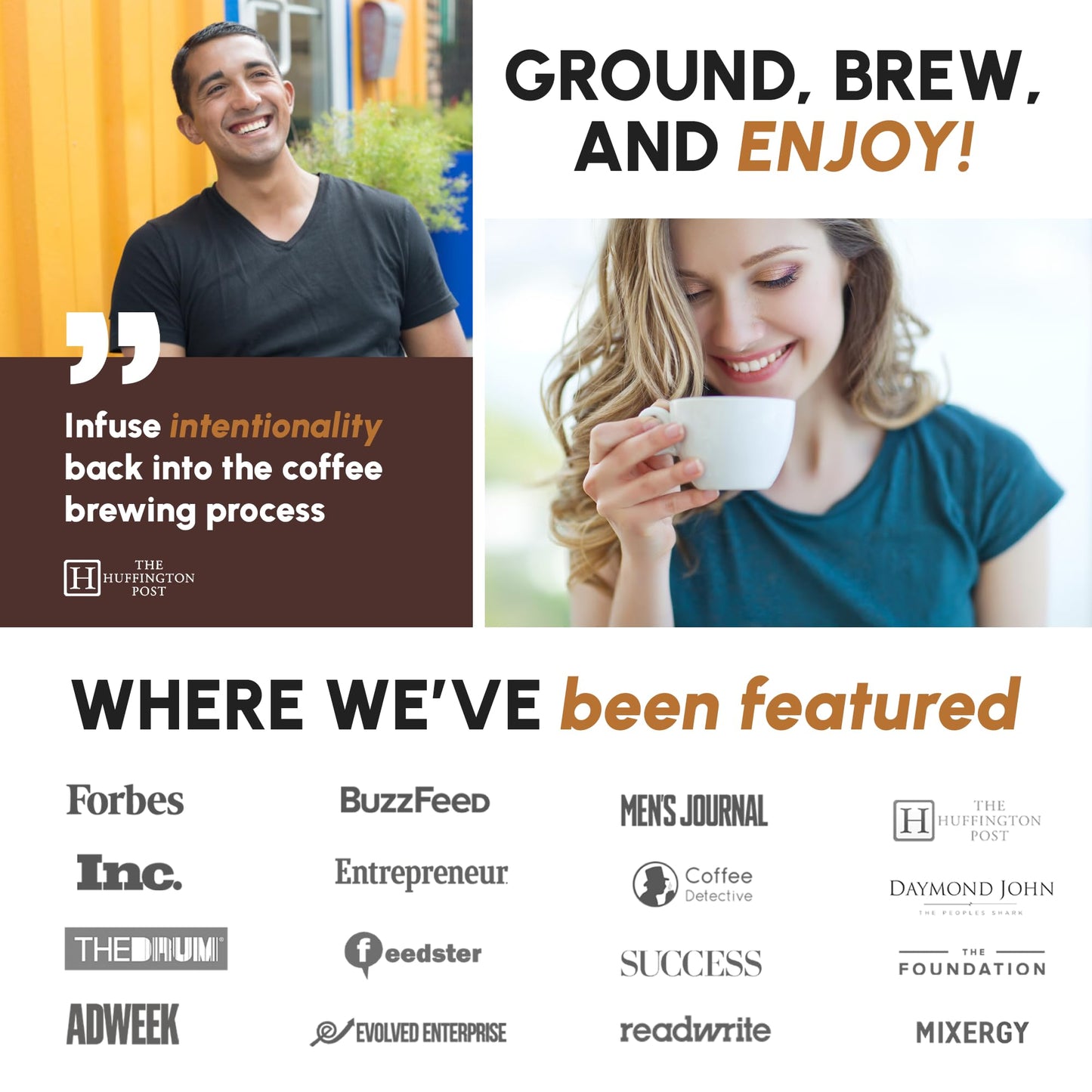 JavaPresse Manual Stainless Steel Coffee Grinder - 18 Adjustable Settings, Portable Conical Burr Grinder for Camping, Travel, Espresso - With Hand Crank