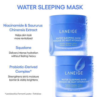 LANEIGE Water Sleeping Mask: Korean Overnight Mask, Squalane, Probiotic-Derived Complex, Hydrate, Barrier-Boosting, Visibly Smooth and Brighten