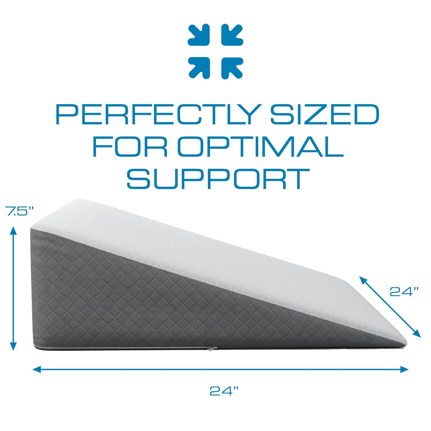 Kolbs Bed Wedge Pillow for Sleep Apnea, FSA Eligible Acid Reflux, and Back Pain Relief, with Chic Jacquard Cover - Headboard Wedges for Sleeping (Standard Width 7.5" Height)