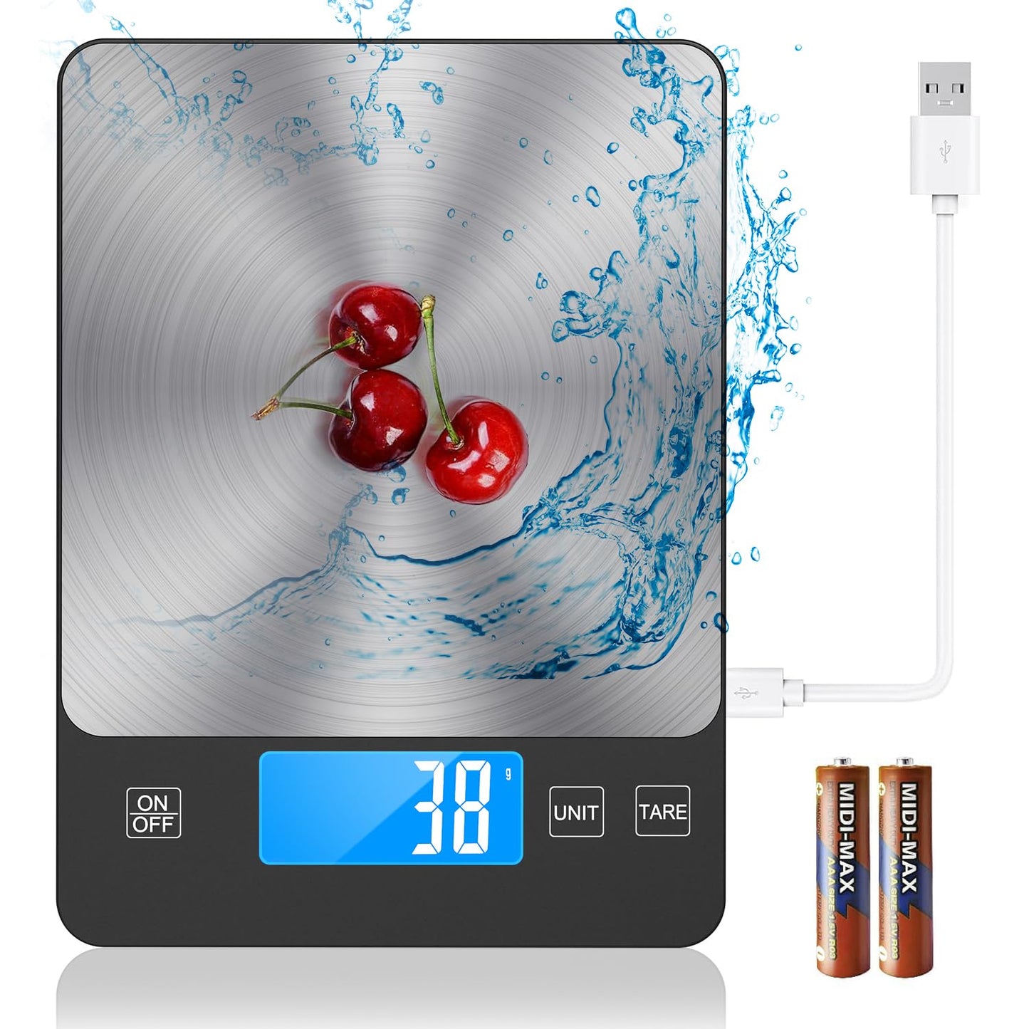 NASA-Grade 33lb Digital Kitchen Scale, Precisely Measures Grams and Ounces for Baking and Cooking, Waterproof Tempered Glass