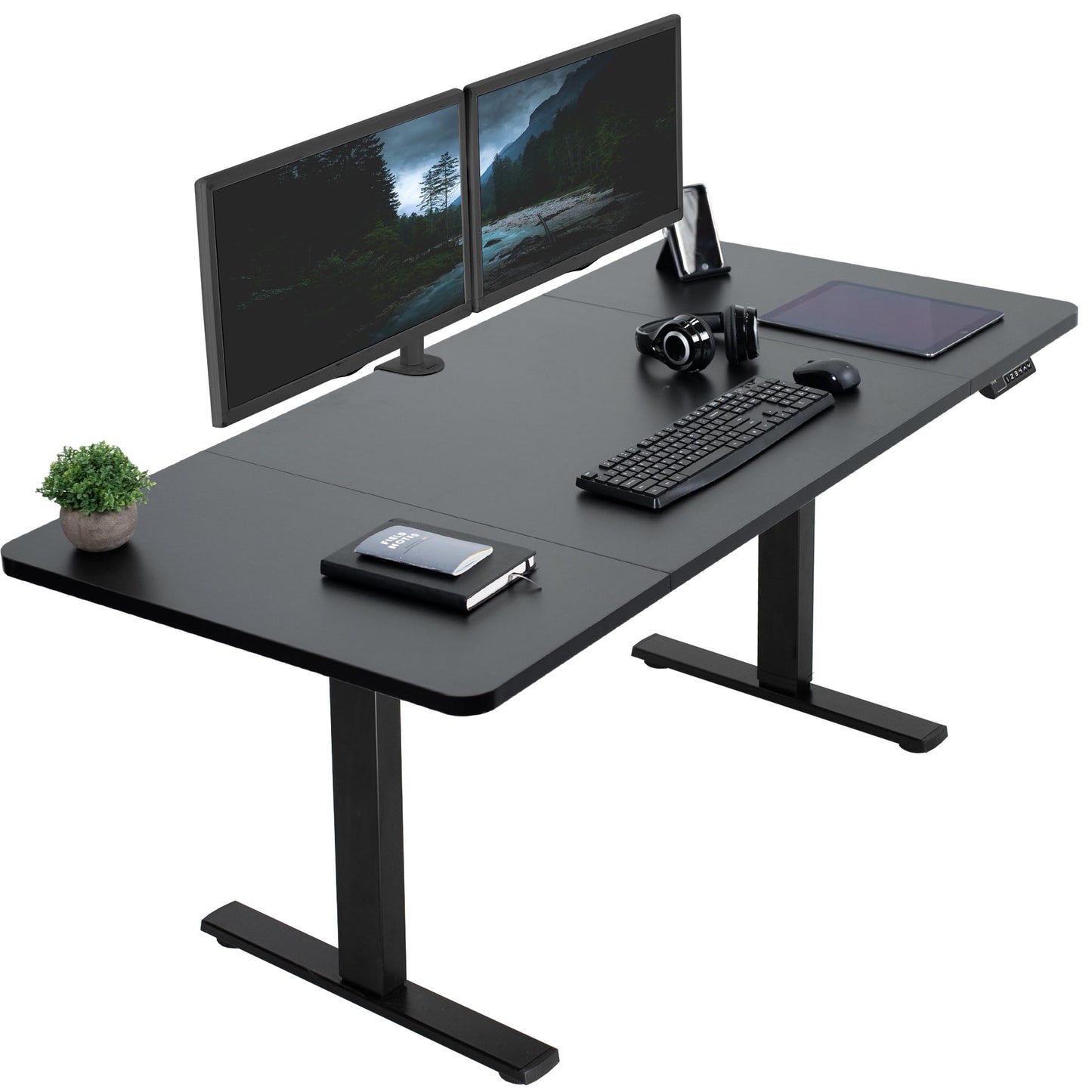 VIVO Electric 60 x 30 inch Standing Desk Workstation, Memory Controller Height Adjustment, 1B Series, Black Top Black Frame, DESK-KIT-1B6B-30
