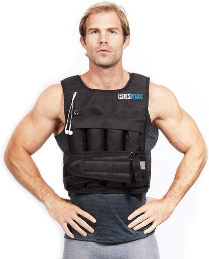 RUNmax RUNFast rm40p 12lb-140lb Weighted Vest (with Shoulder Pads, 40lb), Black