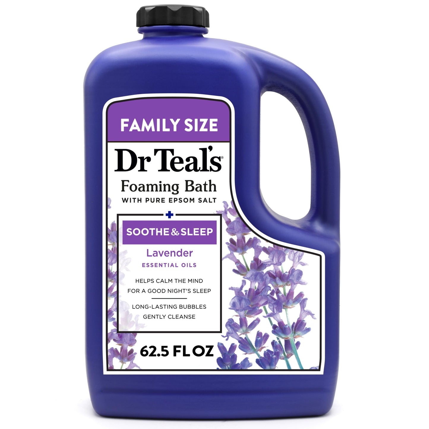 Dr Teal's Foaming Bath with Pure Epsom Salt, Soothe & Sleep with Lavender, 62.5 fl oz