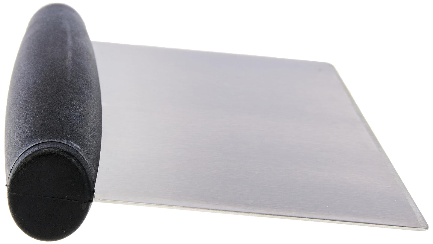 Amazon Basics Multi-Purpose Stainless Steel Scraper/Chopper with Contoured Grip, 6", Black, Silver