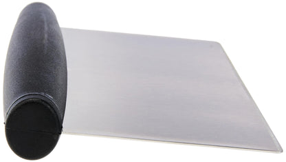 Amazon Basics Multi-Purpose Stainless Steel Scraper/Chopper with Contoured Grip, 6", Black, Silver