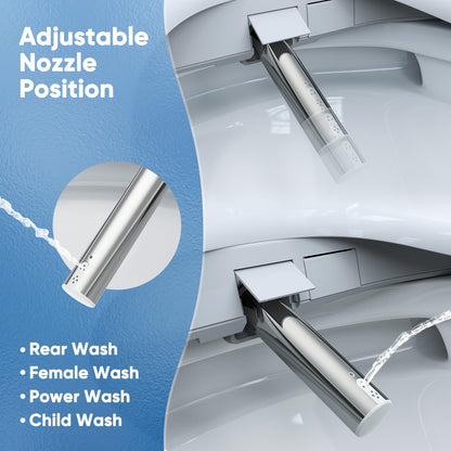 FVZ Bidet Toilet Seat Elongated Smart Heated Toilet Seat with Warm Water & Dryer, Feminine & Child Wash, Self-Clean Stainless Steel Nozzle, Adjustable Water Pressure, Slow Close Lid (Olive)