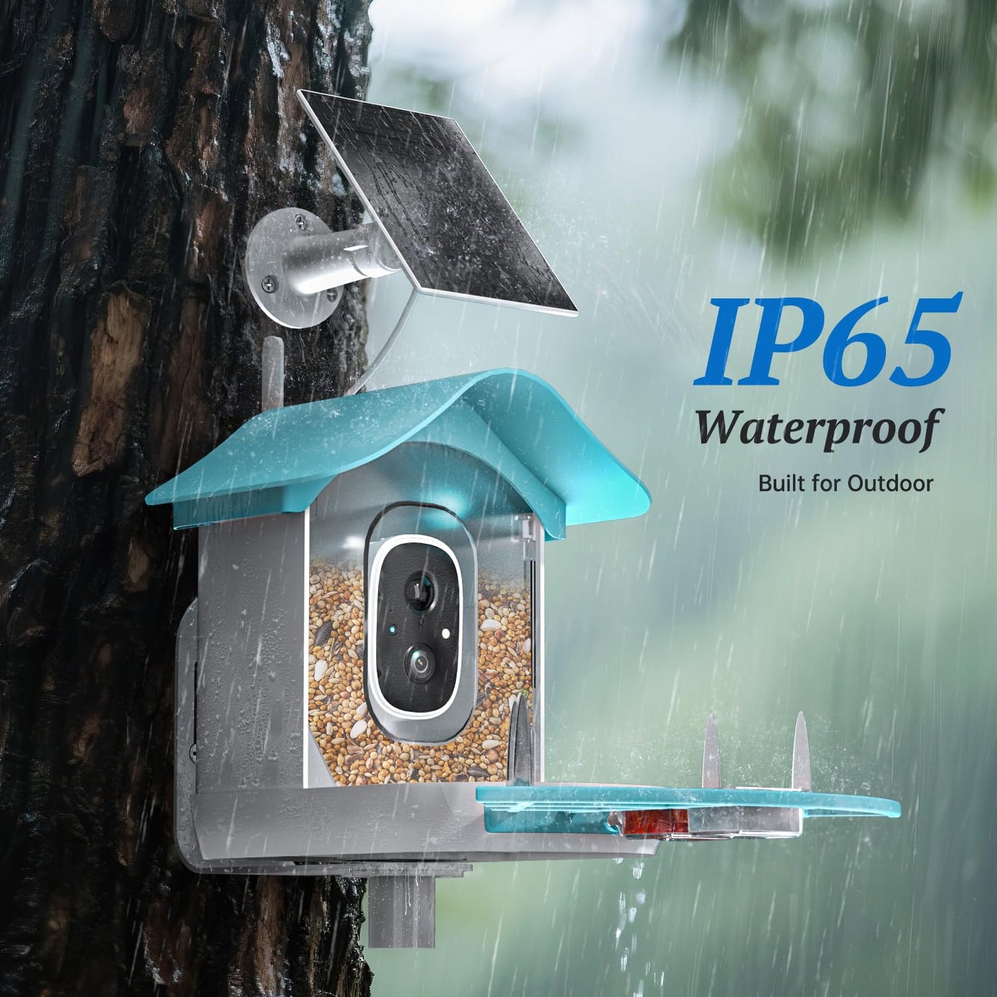 DOCOON Smart Bird Feeder with Camera, 2K HD AI Identify Birds Species, Bir d Watching Camera with Solar Panel, Auto Capture Bird Videos & Instant Notifications, Ideal Present for Bir d Lover, Blue