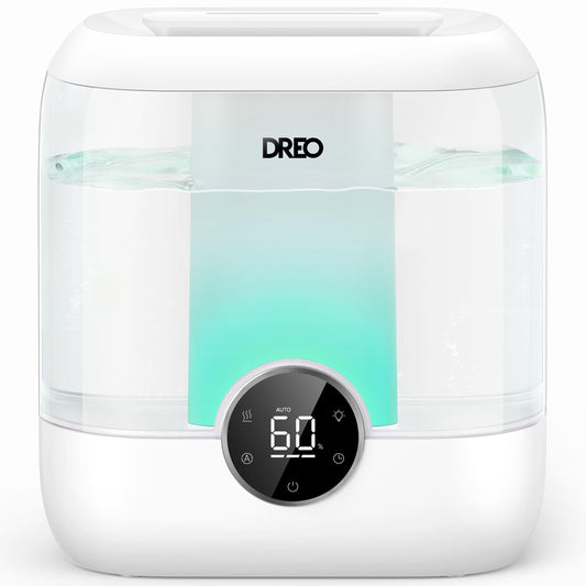 DREO 6L Top Fill Humidifiers for Bedroom, 60H Runtime 28 dB Quiet Supersized Cool Mist Air Humidifiers for Large Room, Baby Nursery, Plant, Indoor, Night Light, Easy to Clean, Precise Humidity Control