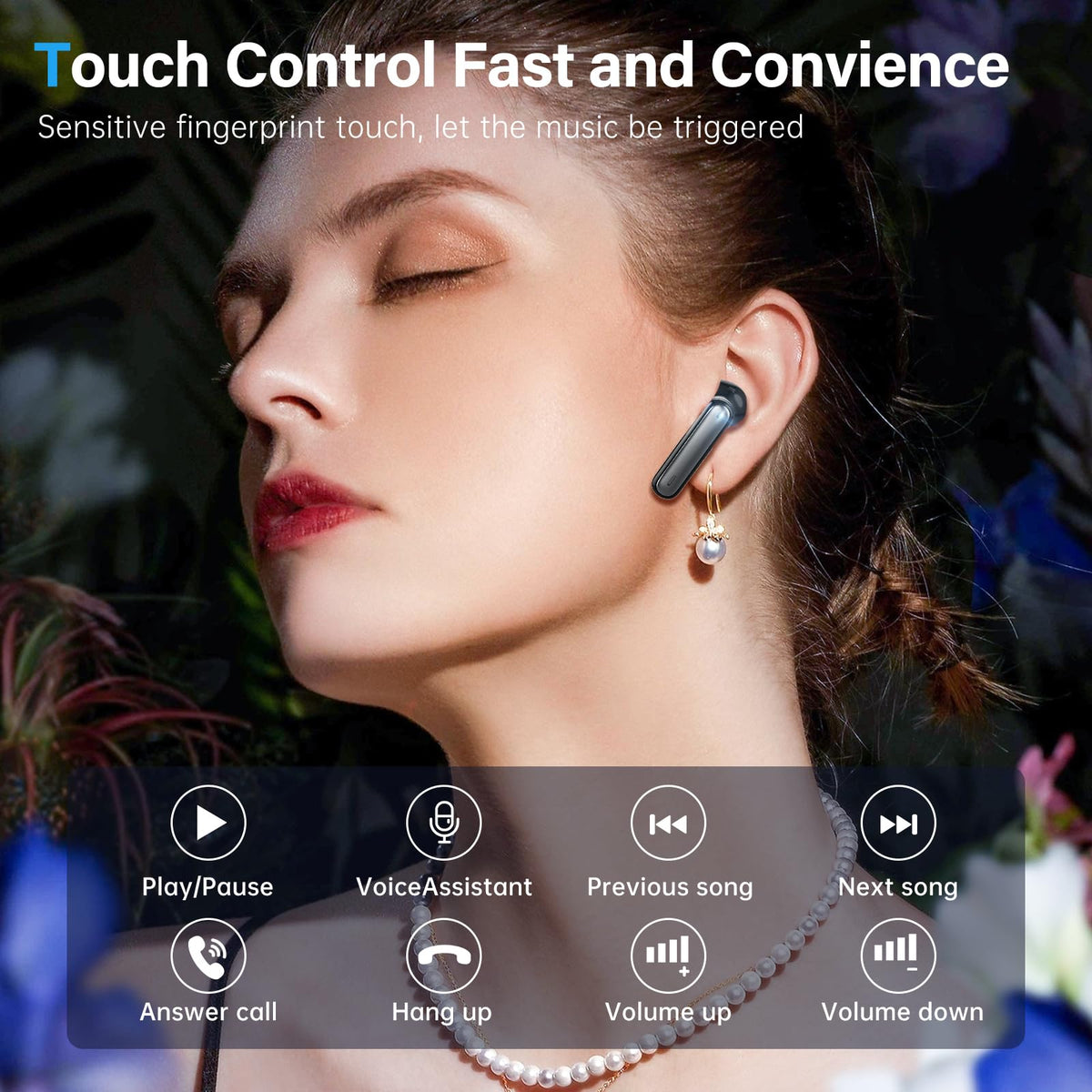 Sisism A10 Pro Wireless Earbuds, Bluetooth 5.3 Headphones HiFi Stereo 50H Playback LED Digital Display Ear Buds with ENC Noise Canceling Headset, IPX7 Waterproof Earphones for Gym/Running/Work - Black