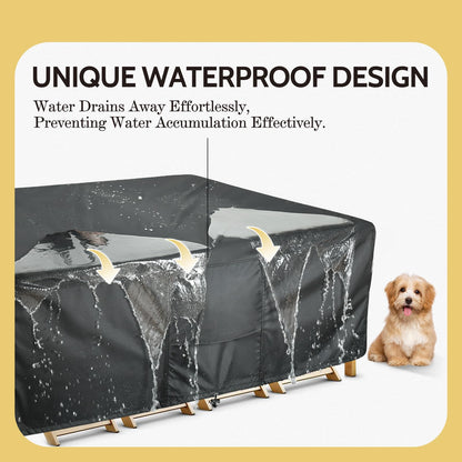COSFLY Waterproof Patio Furniture Covers for Table and Chair Set, Rectangular Outdoor Sectional Sofa Covers Large - Fits up to 126L x 63W x 28H inches(Black)